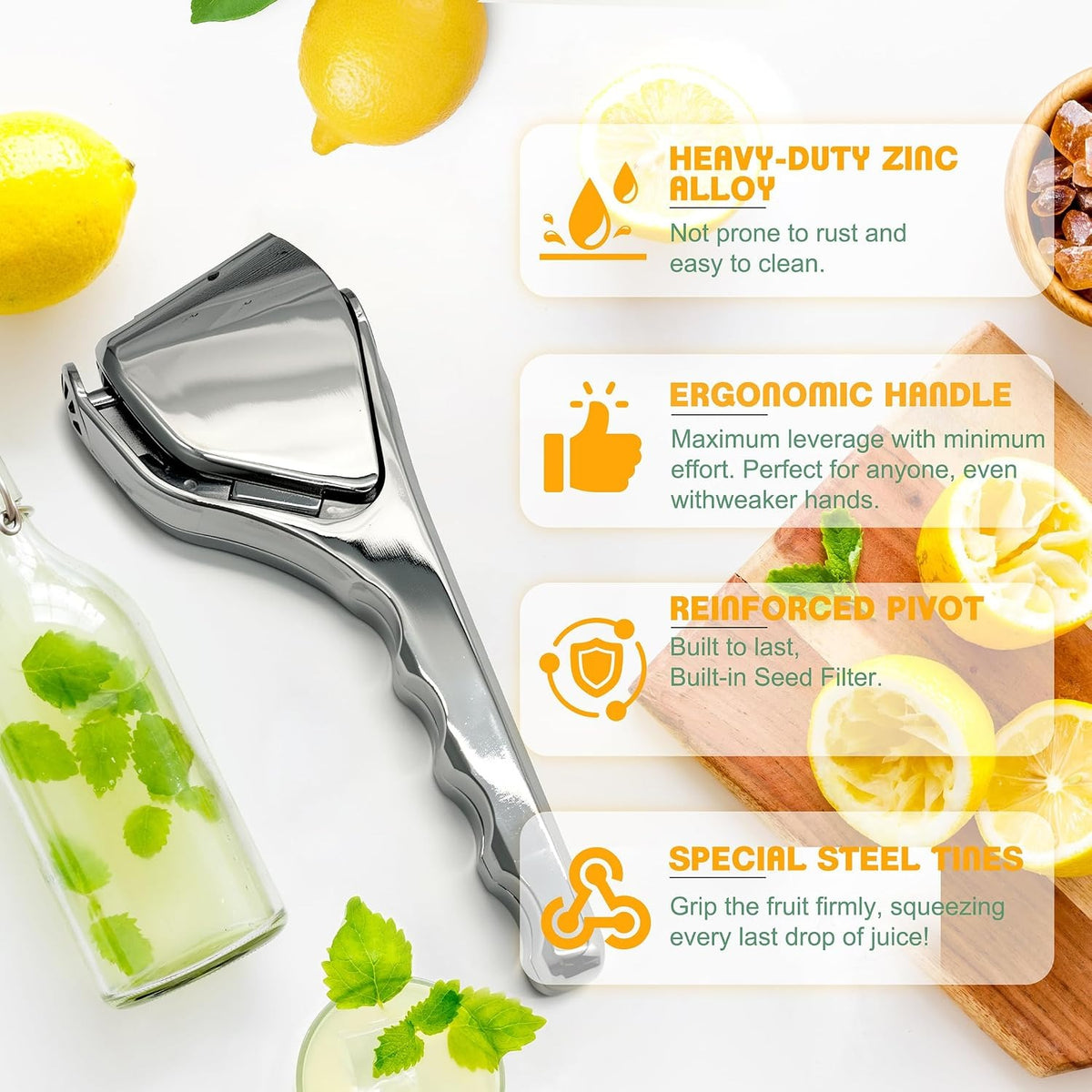 Stainless Steel Lemon & Lime Squeezer – Heavy-Duty Citrus Juicer
